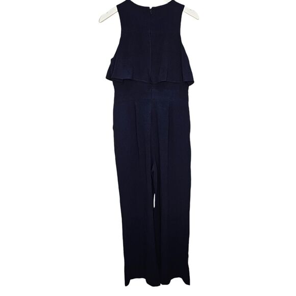 Vince Camuto Wide Leg Ruffled Jumpsuit Navy Size 8 Wide Leg Formal Corpcore - Picture 5 of 9